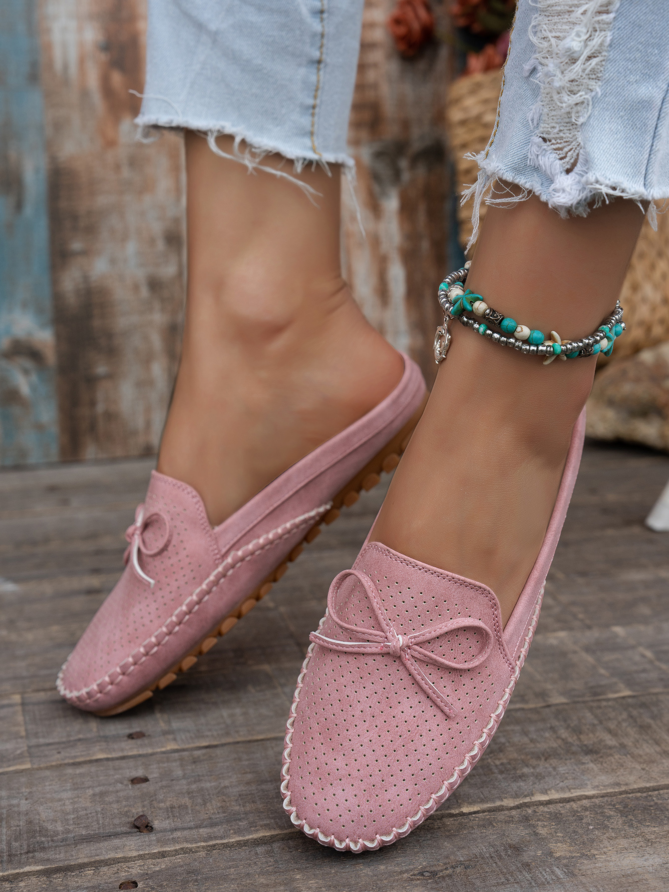 Women's Retro Stitching Flat Loafers PU Solid Color Round Toe Slip-On Shoes