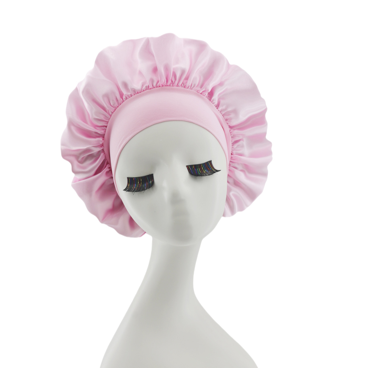 Lace-lined wide-brimmed elasticated hat
