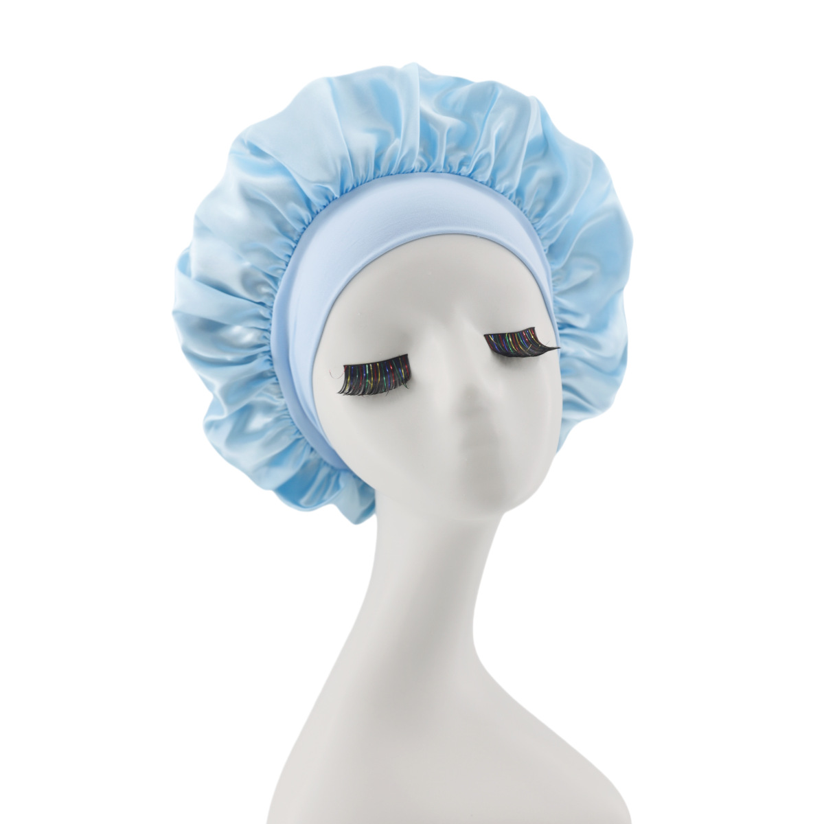 Lace-lined wide-brimmed elasticated hat
