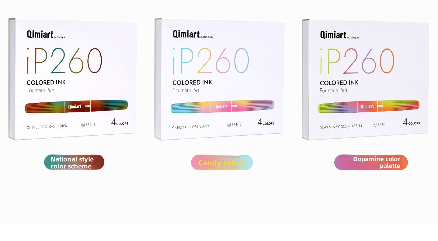 4-Color Fountain Pen Gift Set with EF Fine Nib and 20 Ink Cartridges