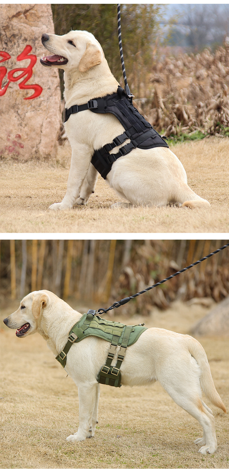 Water-Resistant Oxford Dog Tactical Vest Reflective Adjustable Chest Strap for Medium and Large Dogs