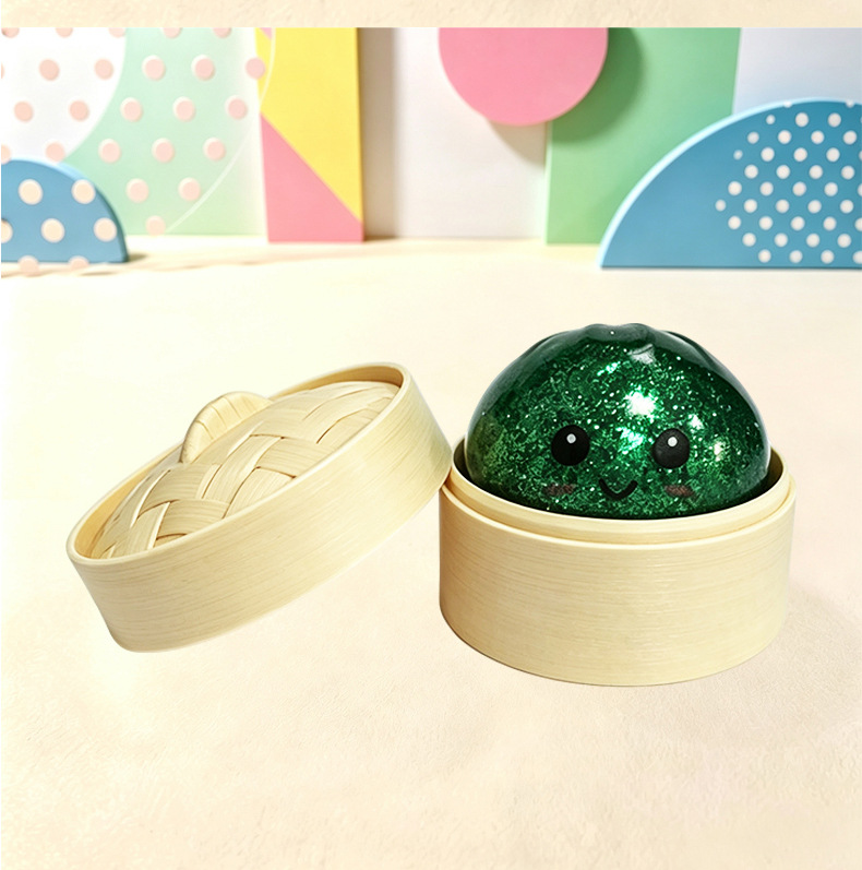 5CM Slow Rebound Squeeze Toy, Realistic Stress Relief Bun with Glitter, Squishy Fidget Toy