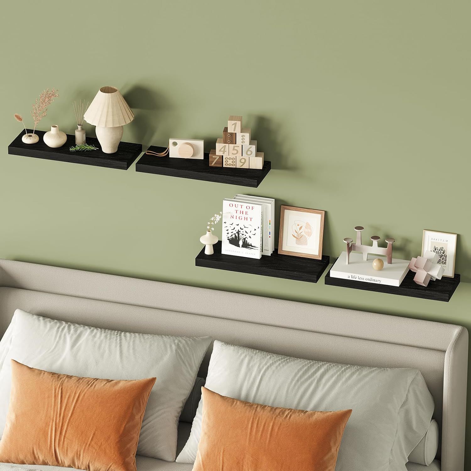 Wooden Floating Wall Mounted Storage Shelf for Bathroom Living Room Kitchen