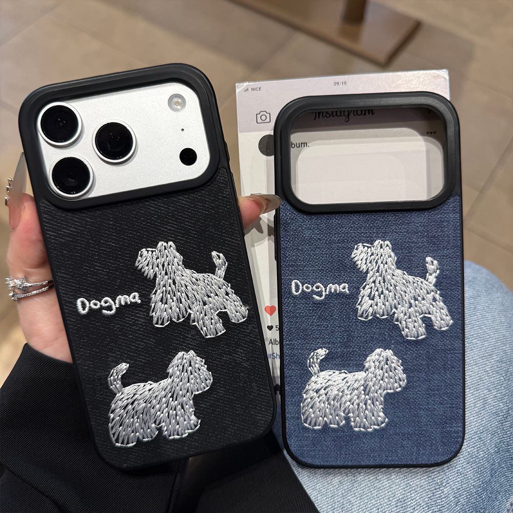 Ins Style Embroidered TPU Shockproof Protective Cover for iPhone