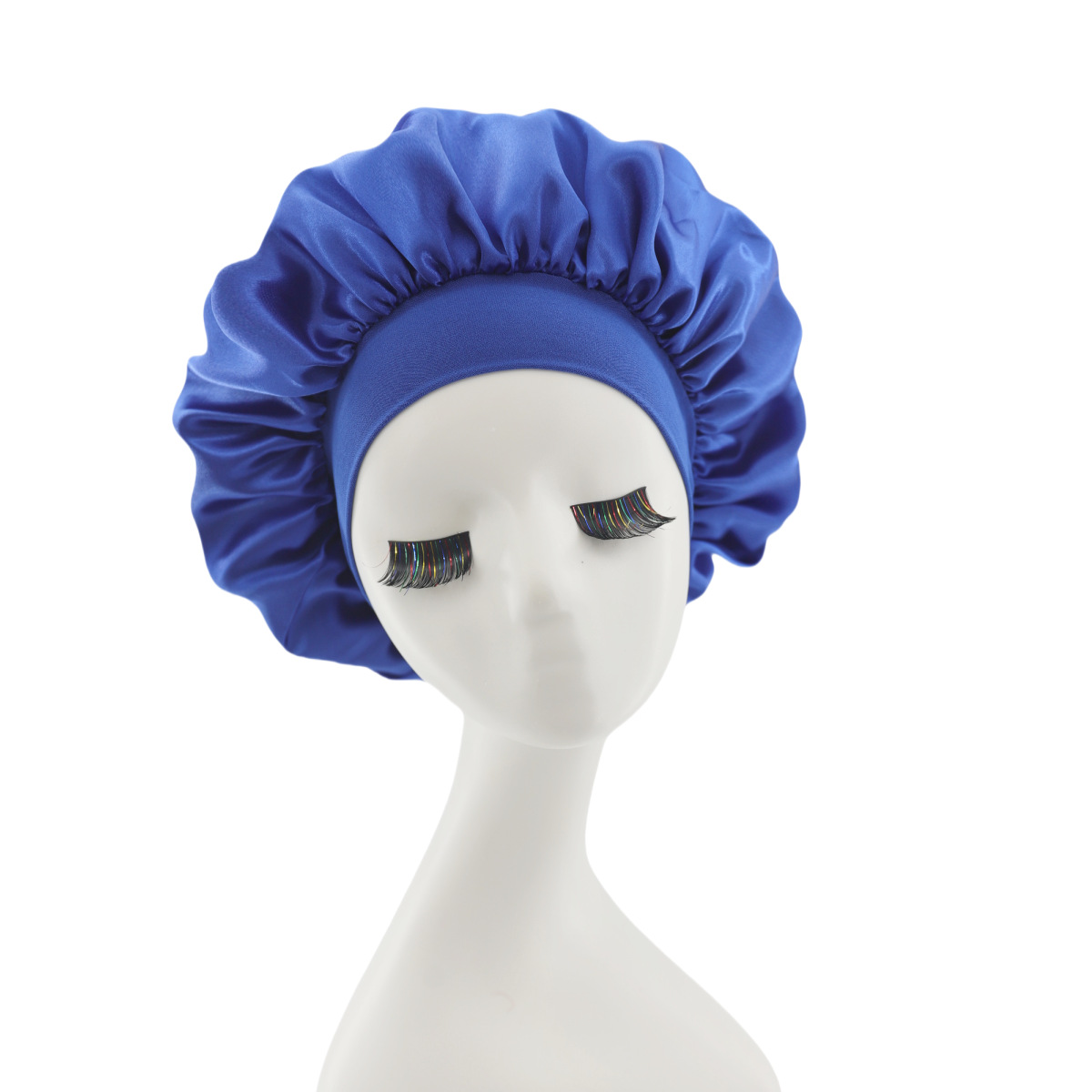 Lace-lined wide-brimmed elasticated hat
