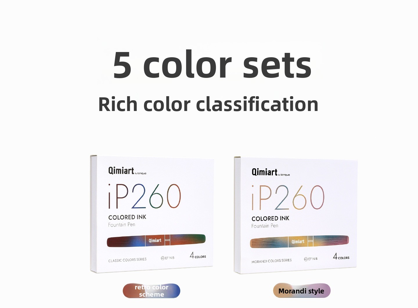 4-Color Fountain Pen Gift Set with EF Fine Nib and 20 Ink Cartridges
