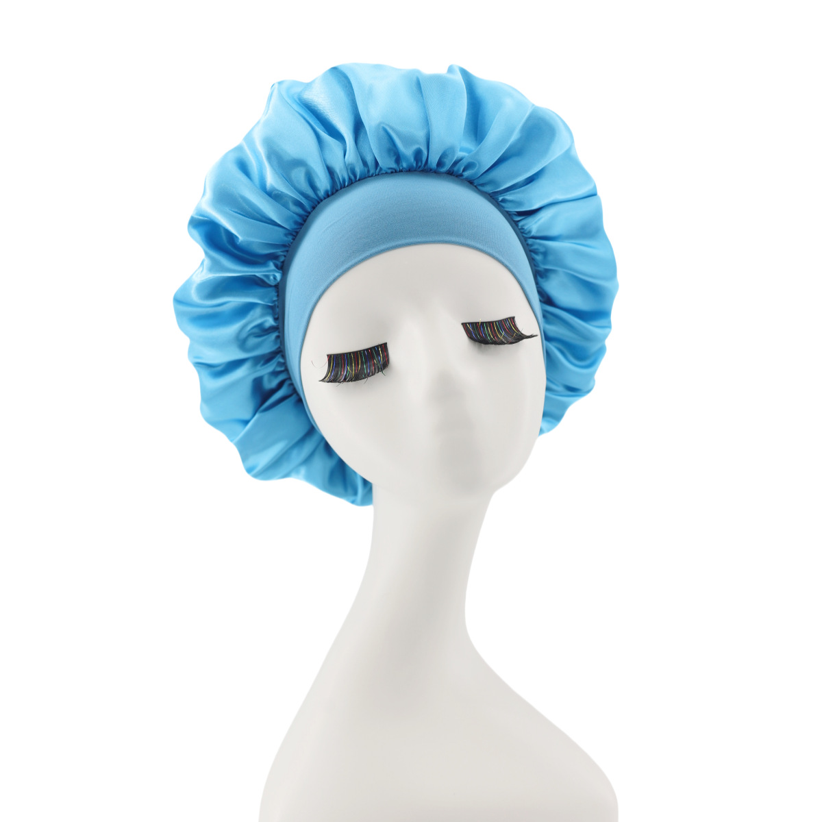Lace-lined wide-brimmed elasticated hat