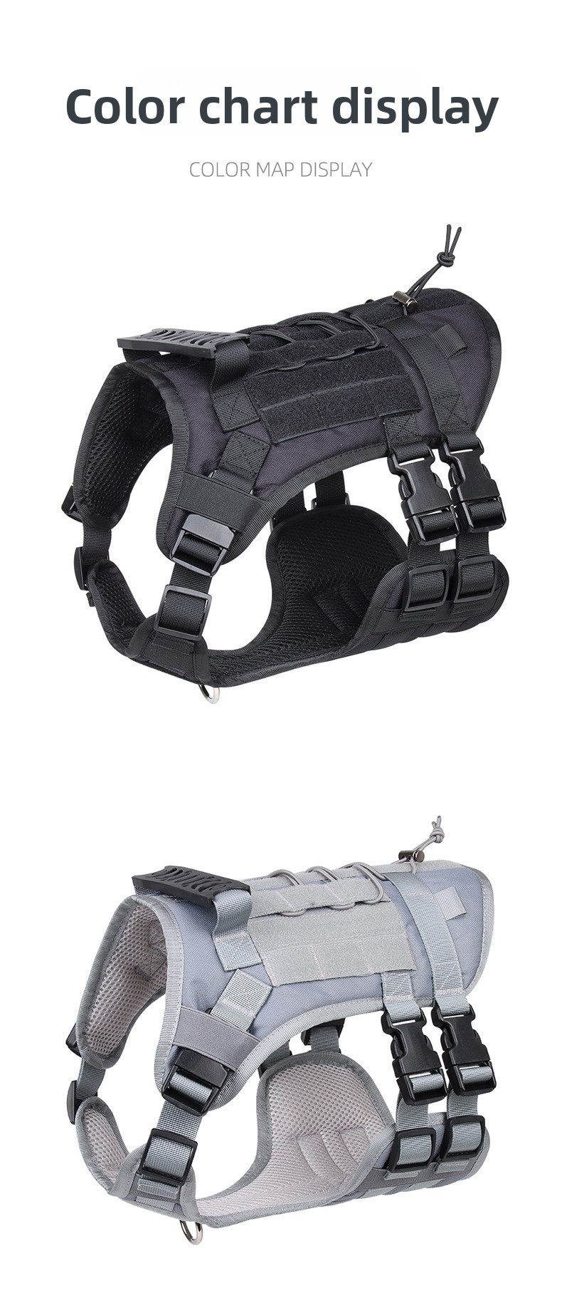 Water-Resistant Oxford Dog Tactical Vest Reflective Adjustable Chest Strap for Medium and Large Dogs