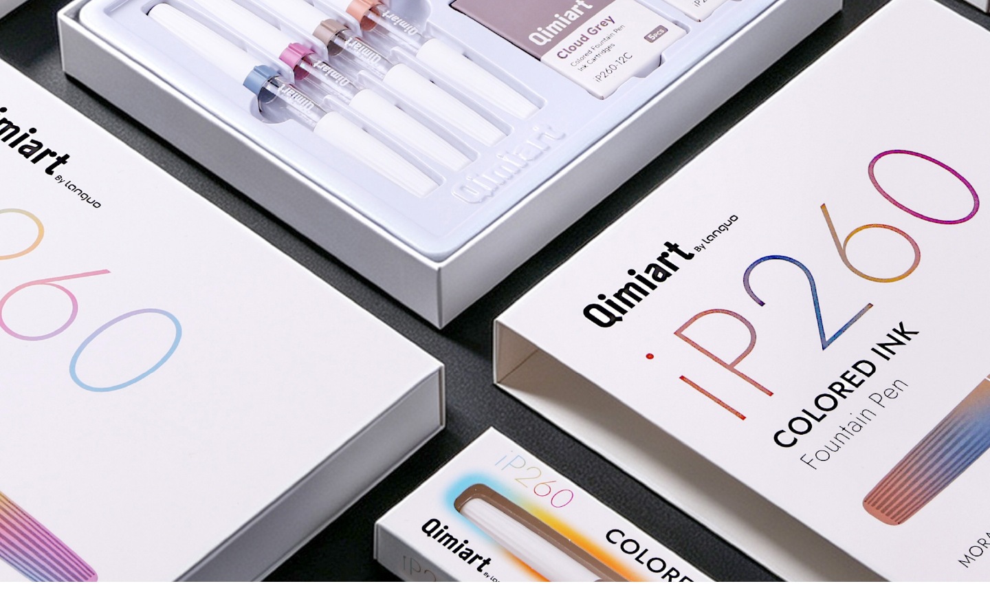 4-Color Fountain Pen Gift Set with EF Fine Nib and 20 Ink Cartridges
