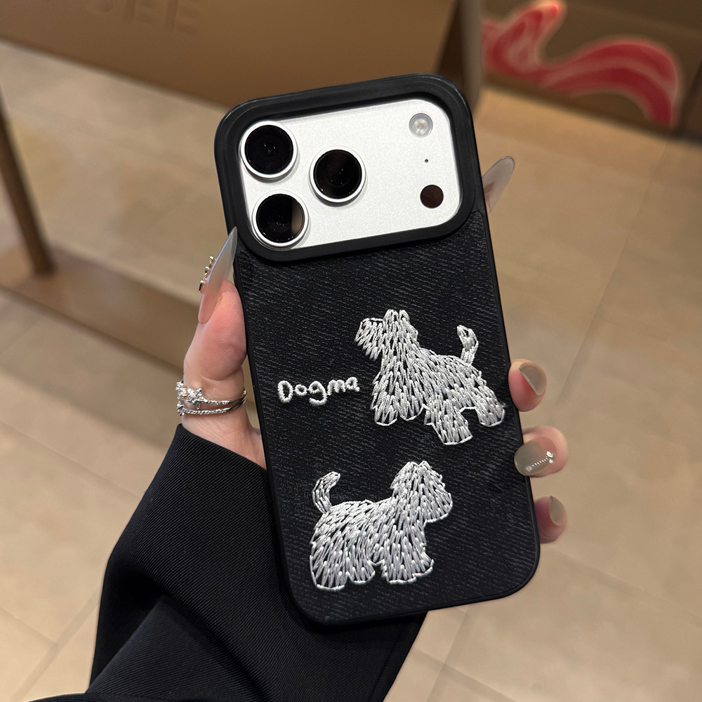 Ins Style Embroidered TPU Shockproof Protective Cover for iPhone