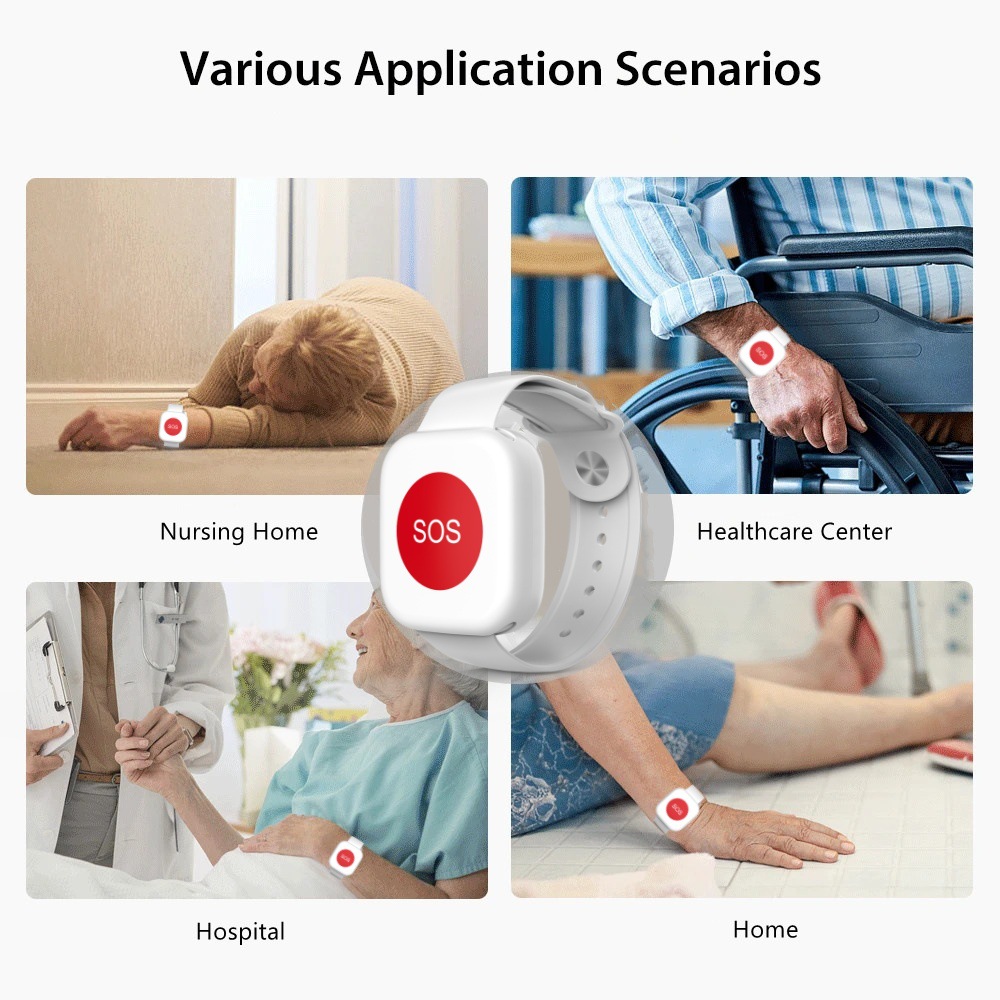 Wireless 433MHz Watch-Style Emergency SOS Alert Help Button Bracelet for Elderly Care