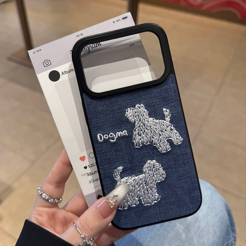 Ins Style Embroidered TPU Shockproof Protective Cover for iPhone