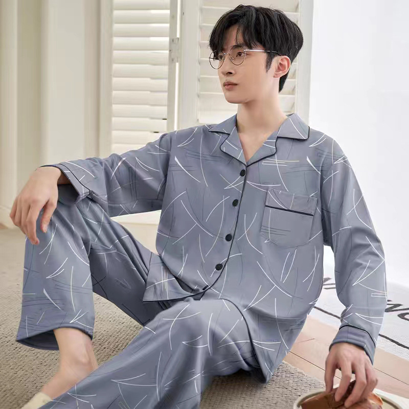 Men's long-sleeved long-pants pajamas