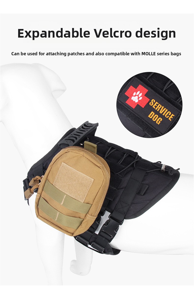 Water-Resistant Oxford Dog Tactical Vest Reflective Adjustable Chest Strap for Medium and Large Dogs