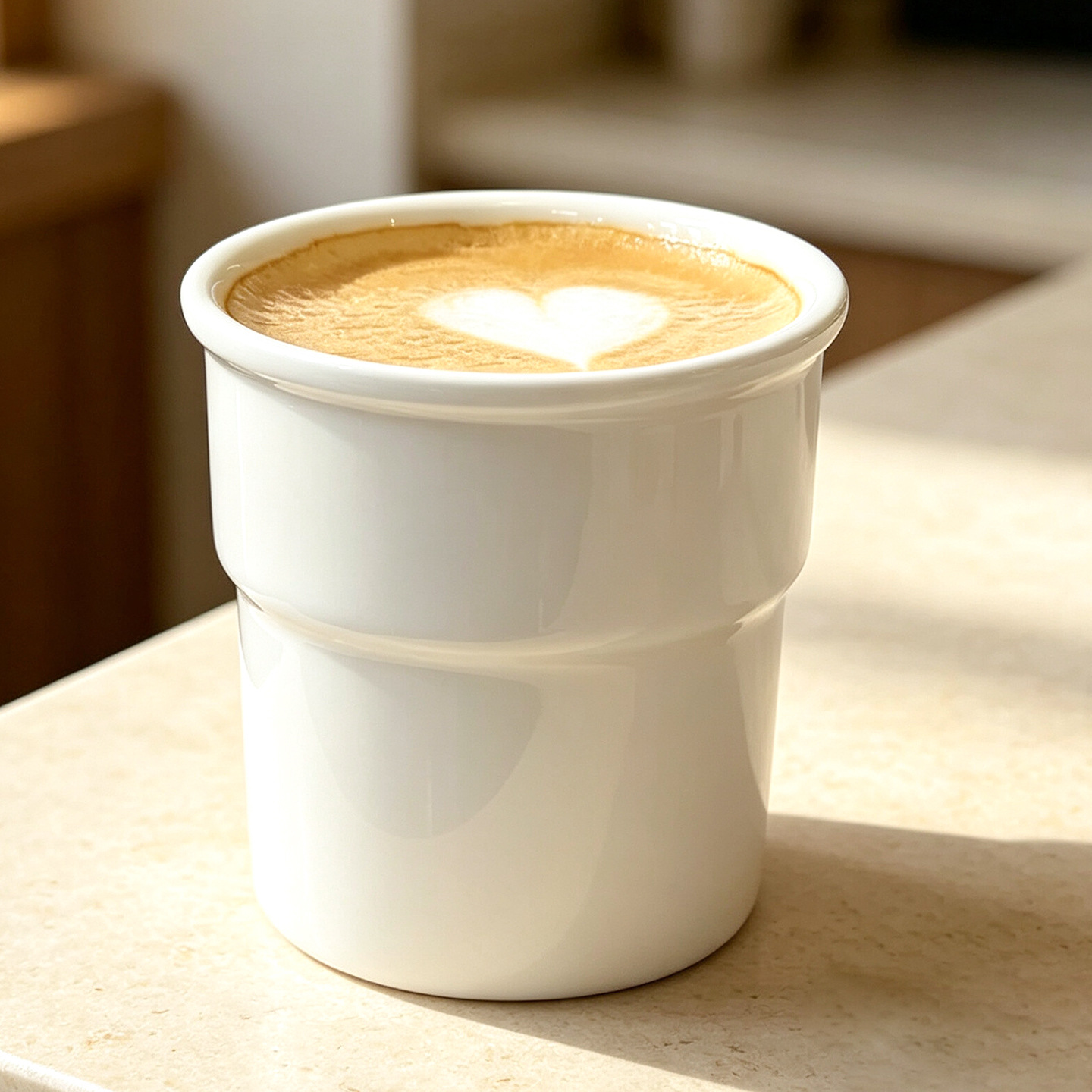 Hand holding a white ceramic cup