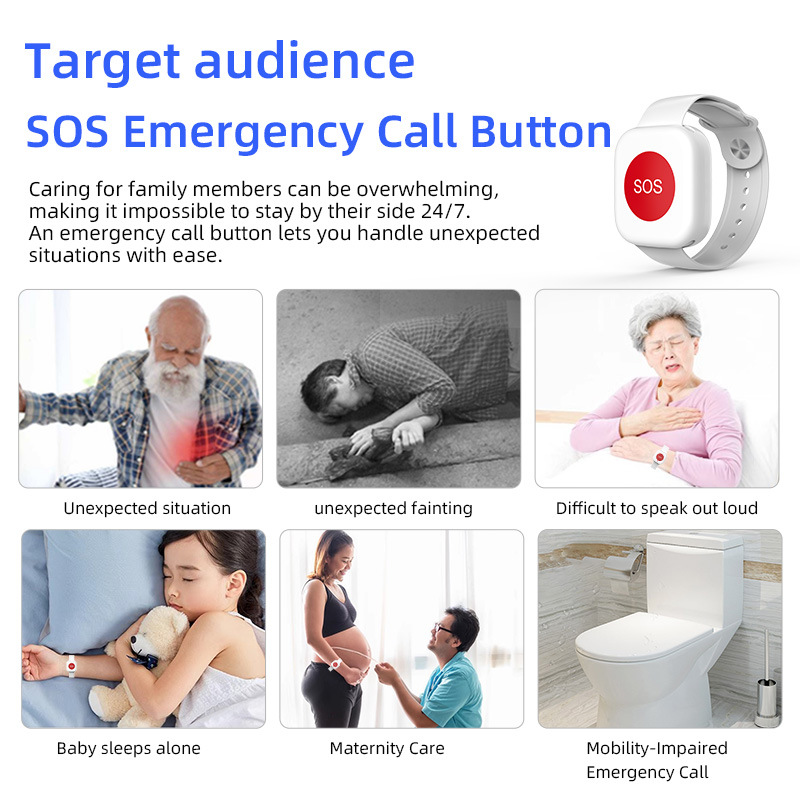 Wireless 433MHz Watch-Style Emergency SOS Alert Help Button Bracelet for Elderly Care