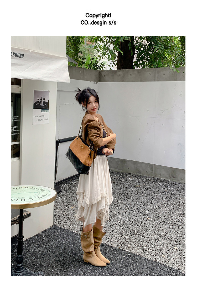 Women Retro Suede Chunky Heel Over Knee High Boots