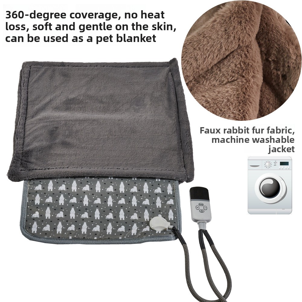 9-Level Adjustable Waterproof Pet Electric Heating Blanket with Removable Washable Cover and Chew Resistant Steel Cord