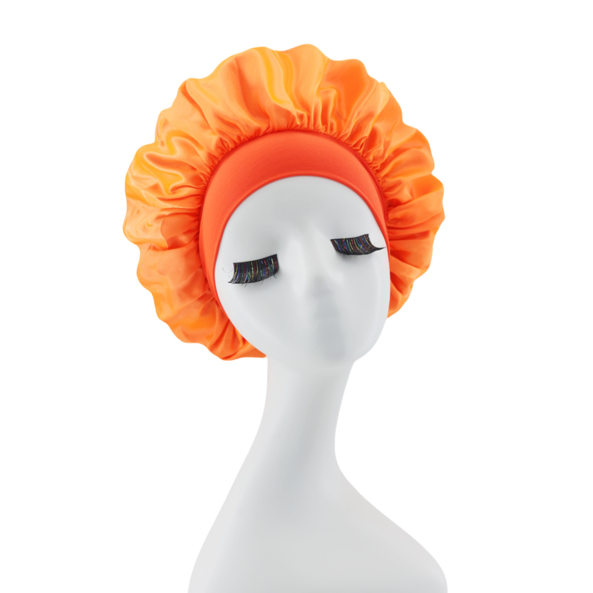 Lace-lined wide-brimmed elasticated hat