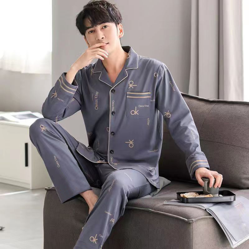 Men's long-sleeved long-pants pajamas