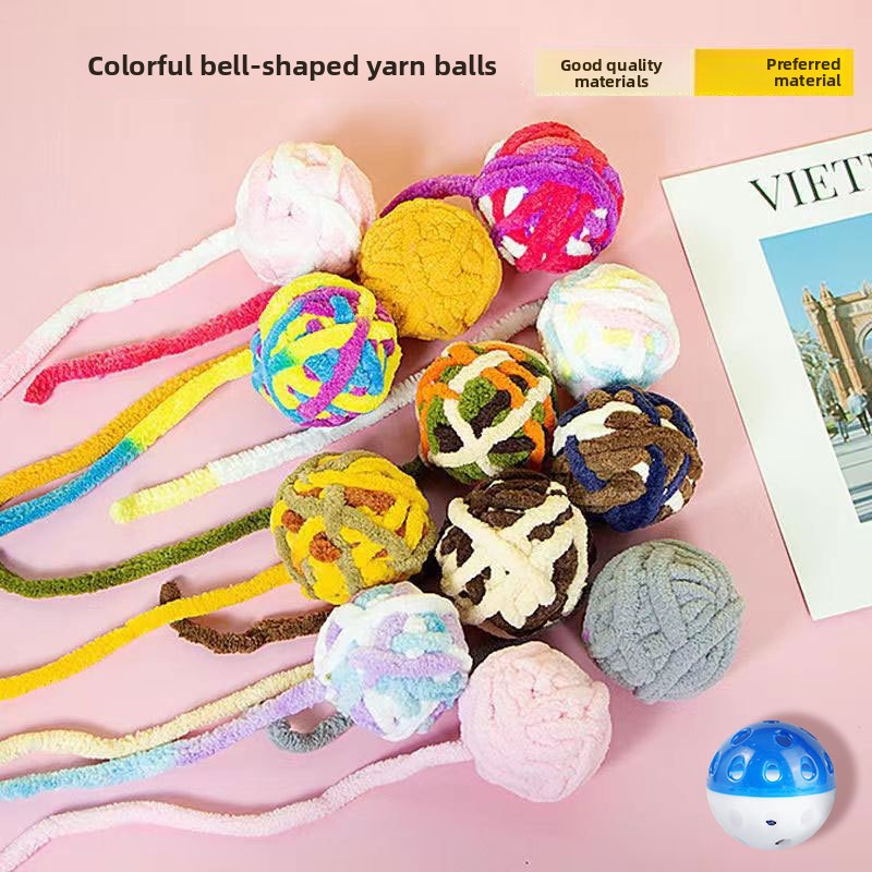 Cat fur wool bell ball