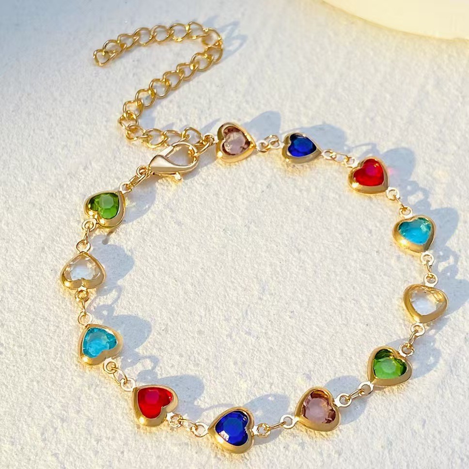 Colorful Heart Charm Beaded Bracelet