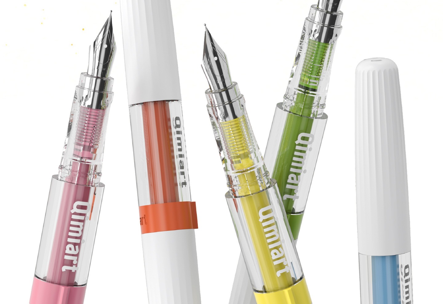 4-Color Fountain Pen Gift Set with EF Fine Nib and 20 Ink Cartridges