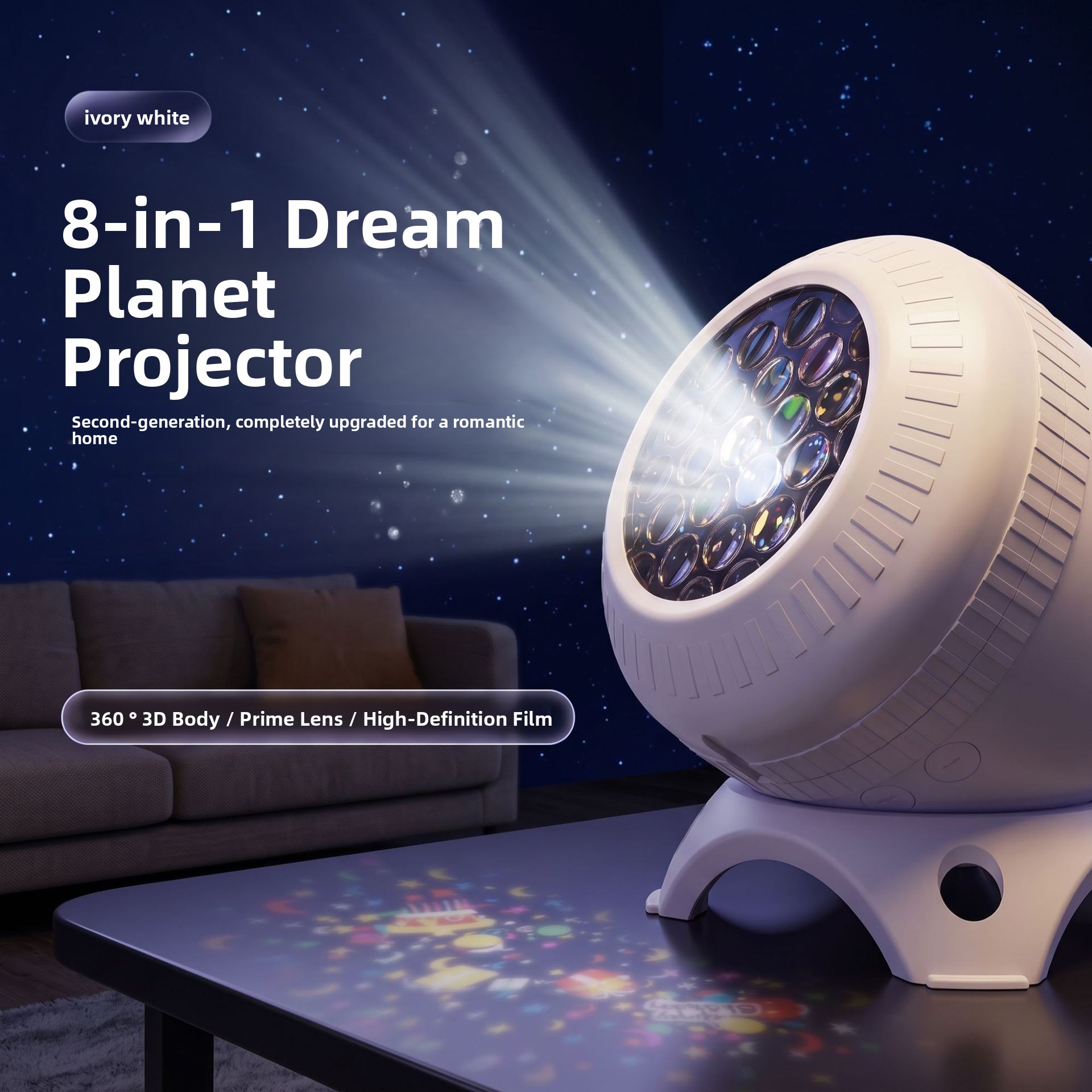 Rotating starry sky projector