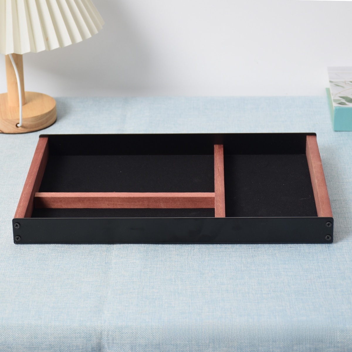 Solid wood desktop storage tray