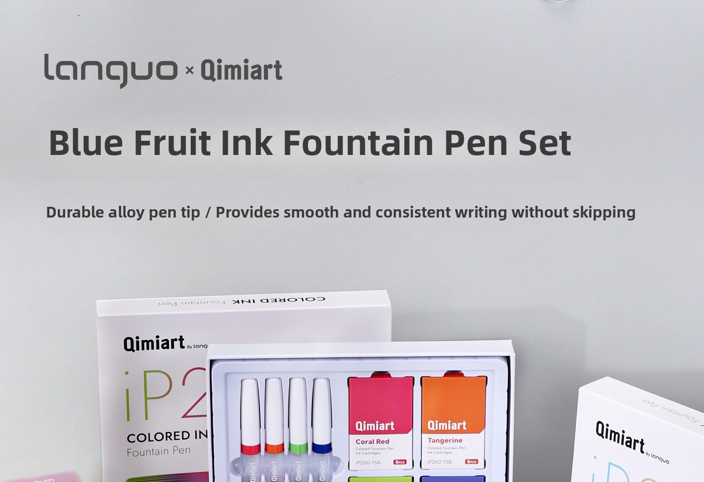 4-Color Fountain Pen Gift Set with EF Fine Nib and 20 Ink Cartridges