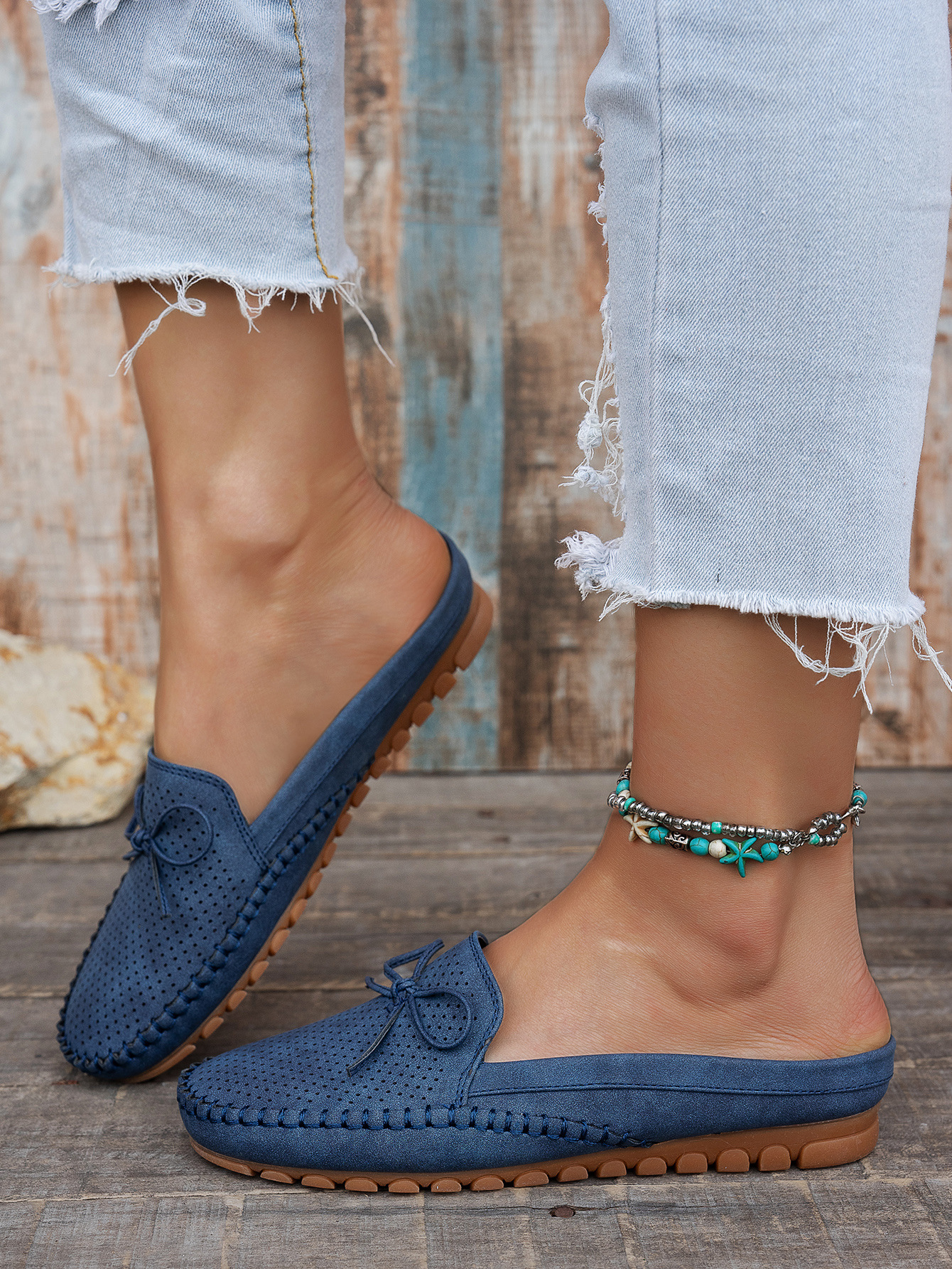 Women's Retro Stitching Flat Loafers PU Solid Color Round Toe Slip-On Shoes