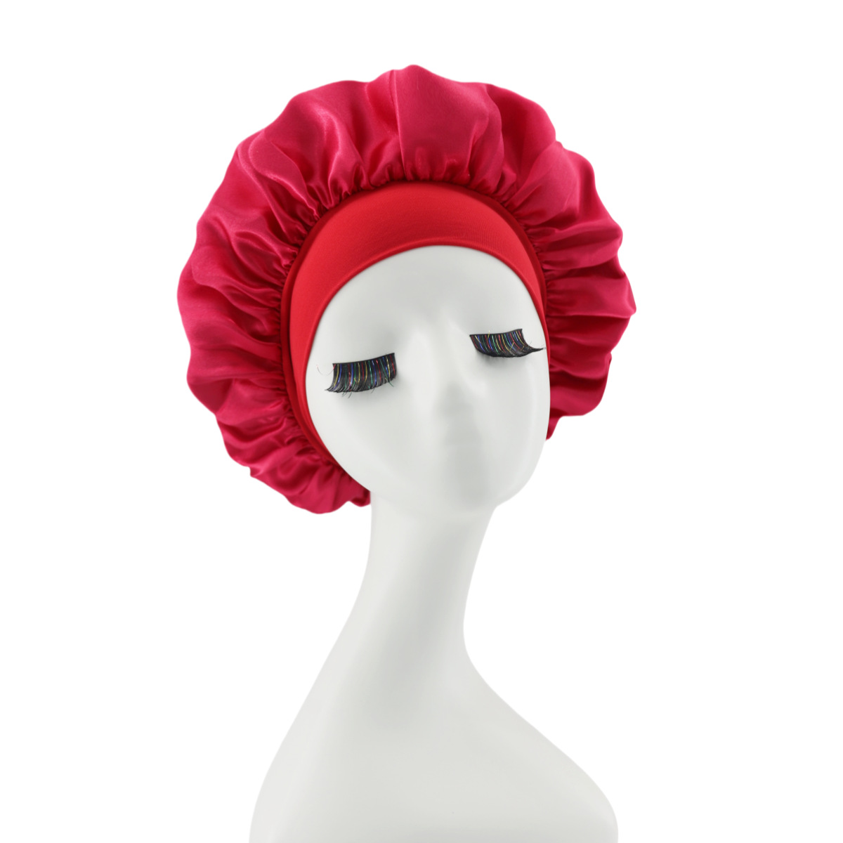 Lace-lined wide-brimmed elasticated hat