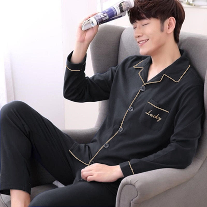 Men's long-sleeved long-pants pajamas