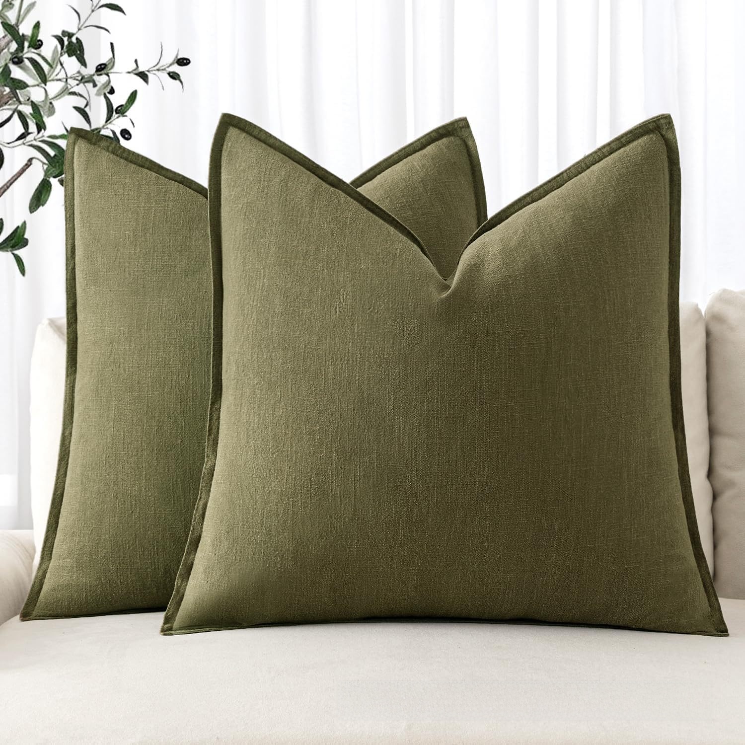 Striped linen blend throw cushion cover