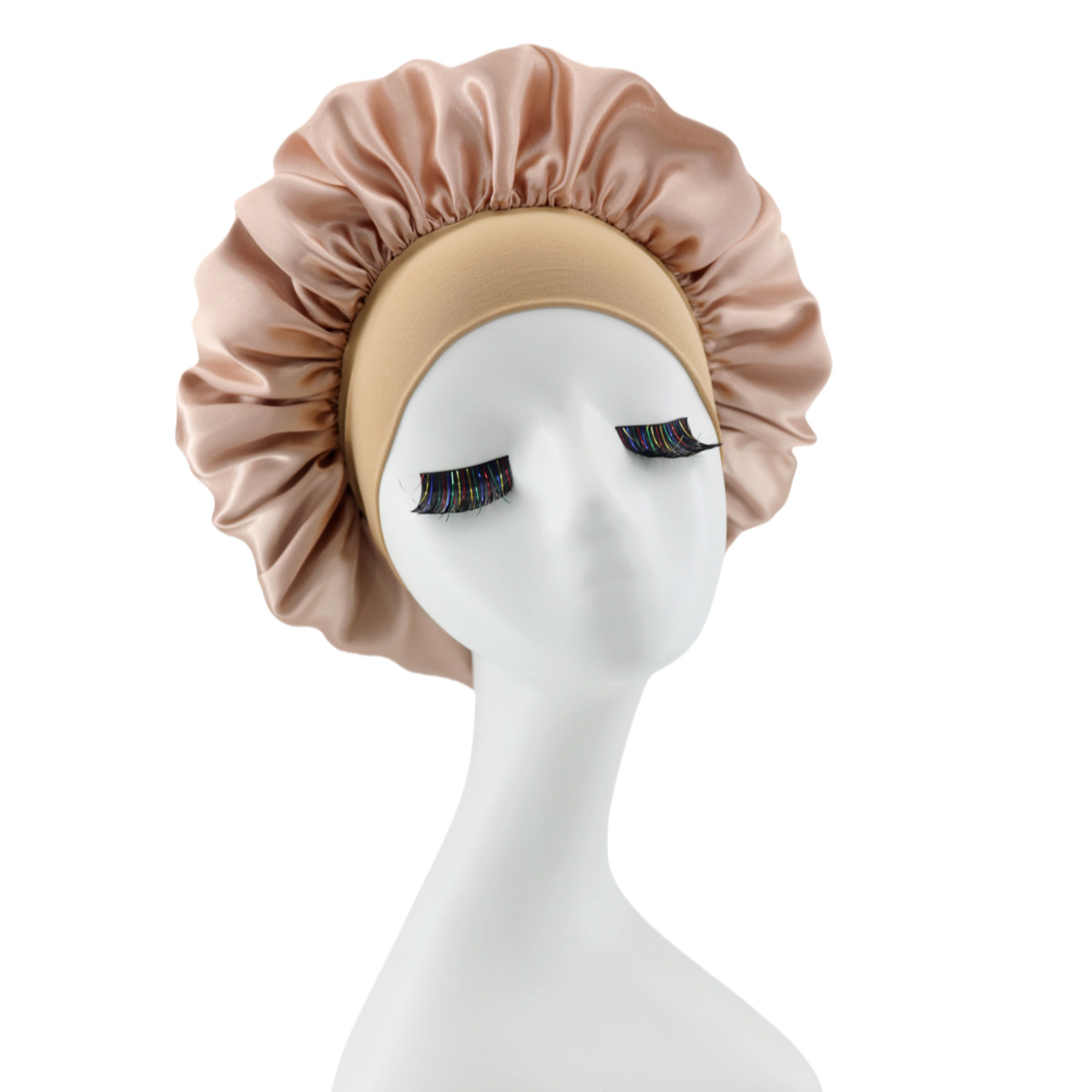 Lace-lined wide-brimmed elasticated hat