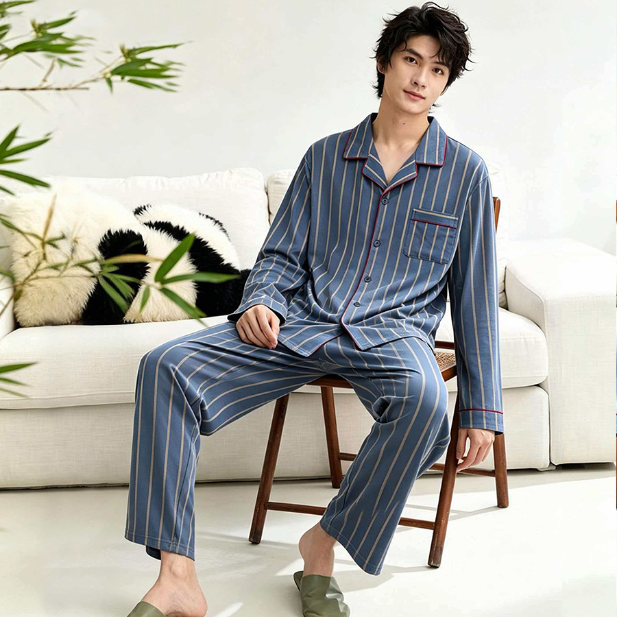 Men's long-sleeved long-pants pajamas