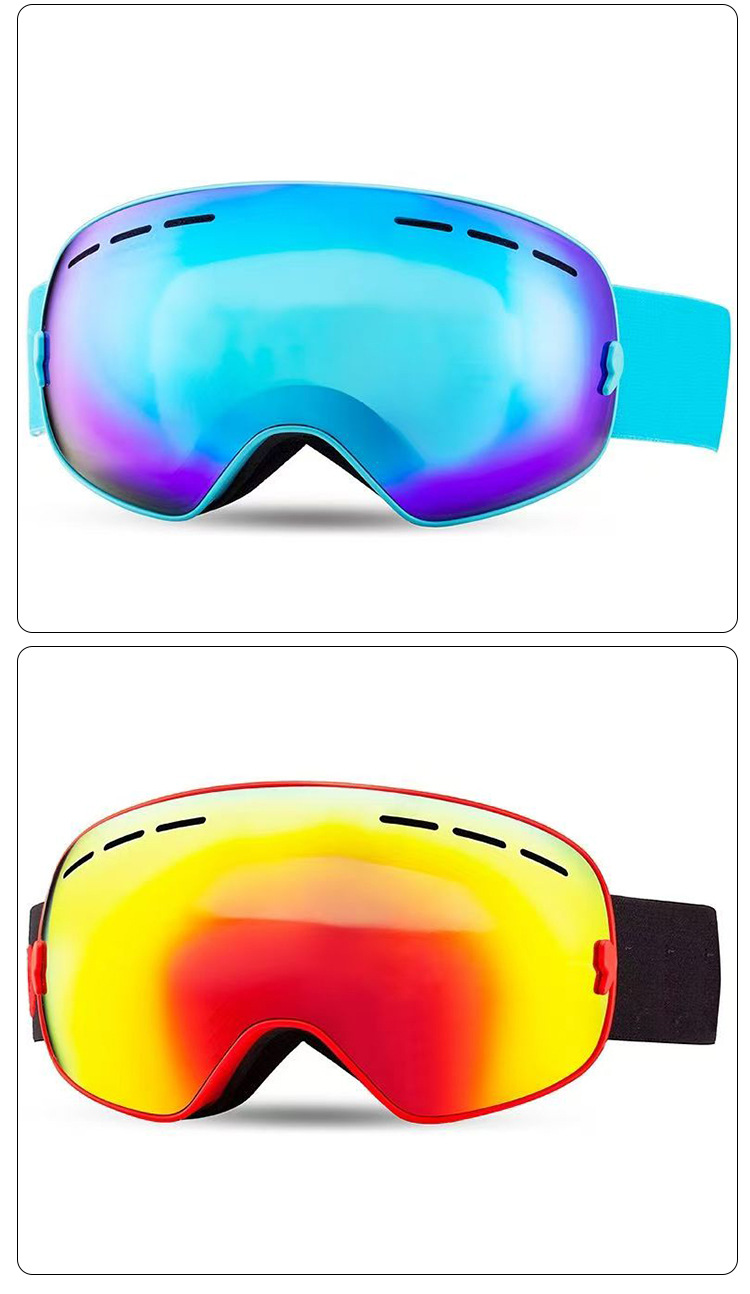 Double-Layer Spherical Ski Goggles with Myopia Insert Windproof Protection