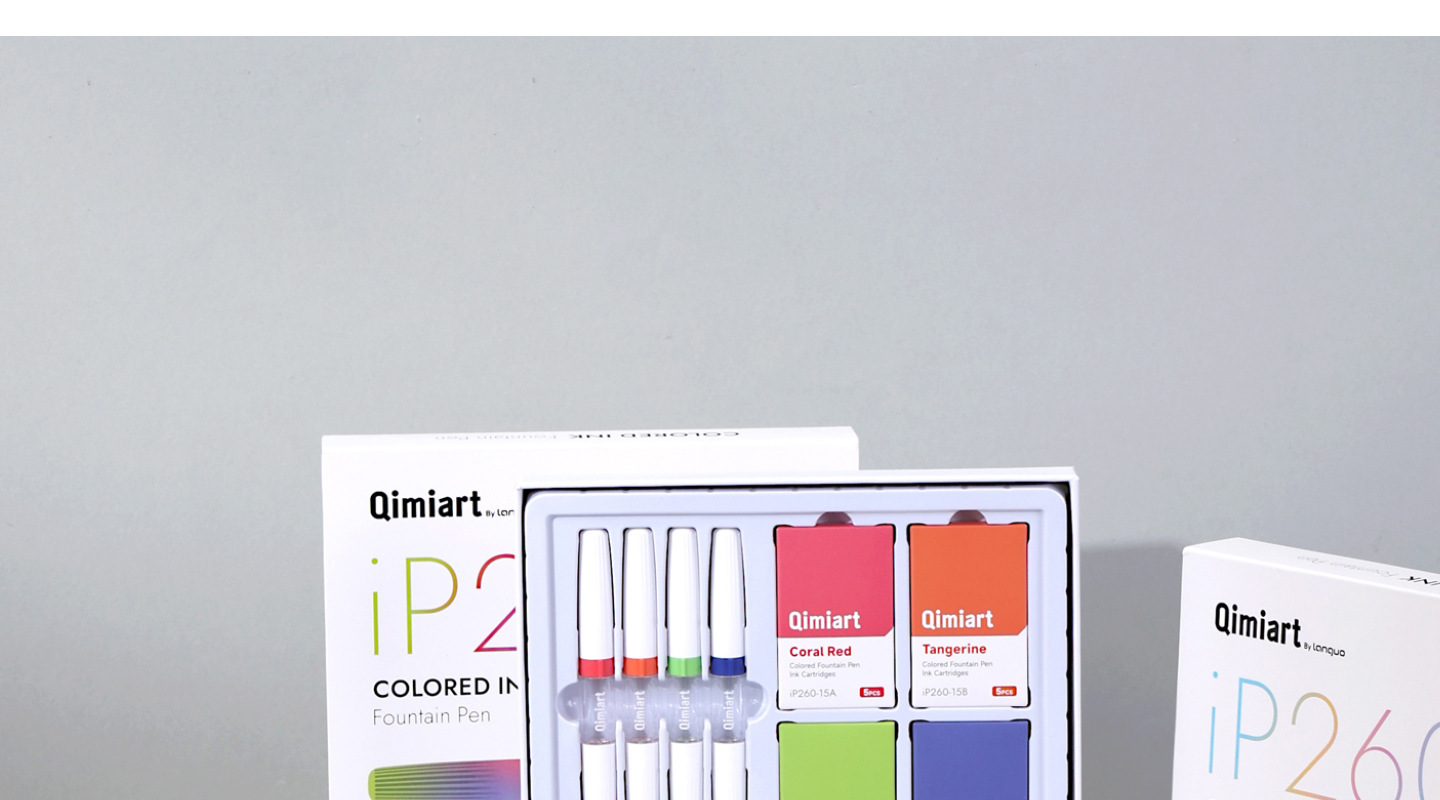 4-Color Fountain Pen Gift Set with EF Fine Nib and 20 Ink Cartridges