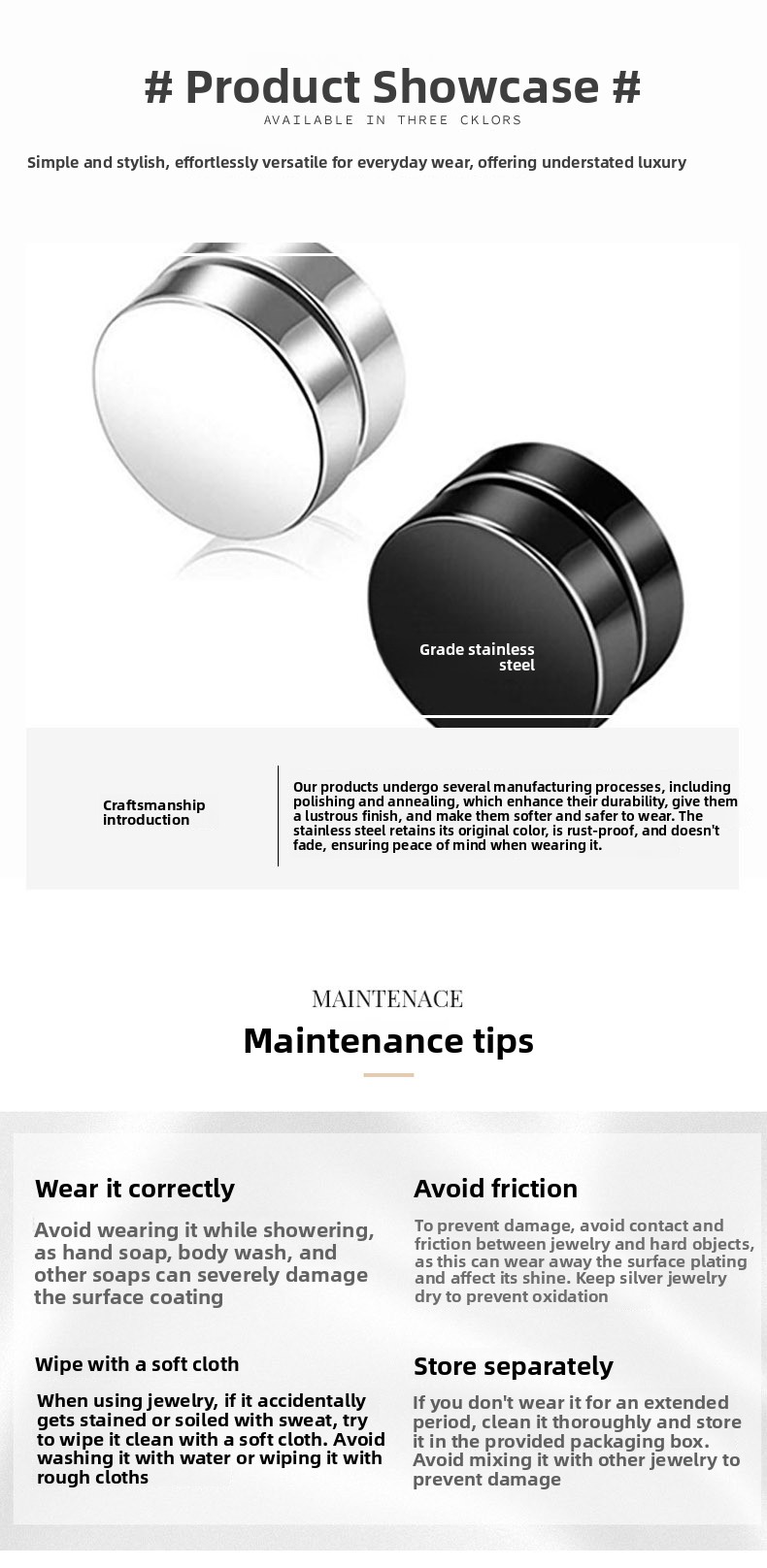 Minimalist Round Magnetic Ear Clip No Piercing Double-Sided Fake Earrings for Men and Women