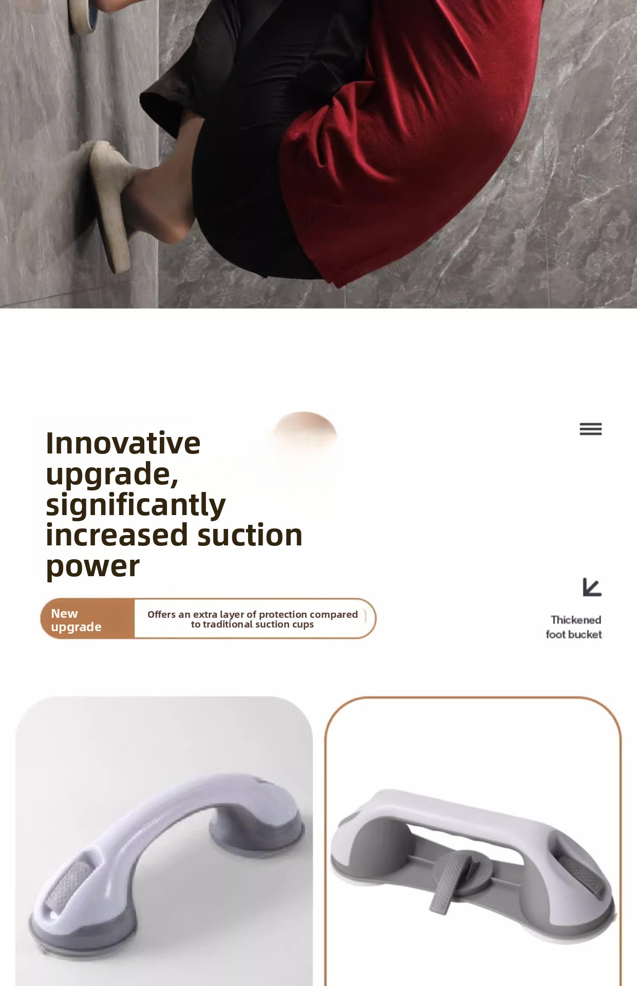 Strong Suction Cup Bathroom Safety Handle Anti-Slip Elderly Grab Bar