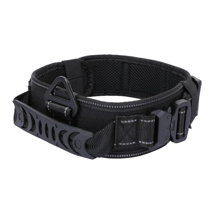 Tactical dog collar with metal buckle and quick-release function