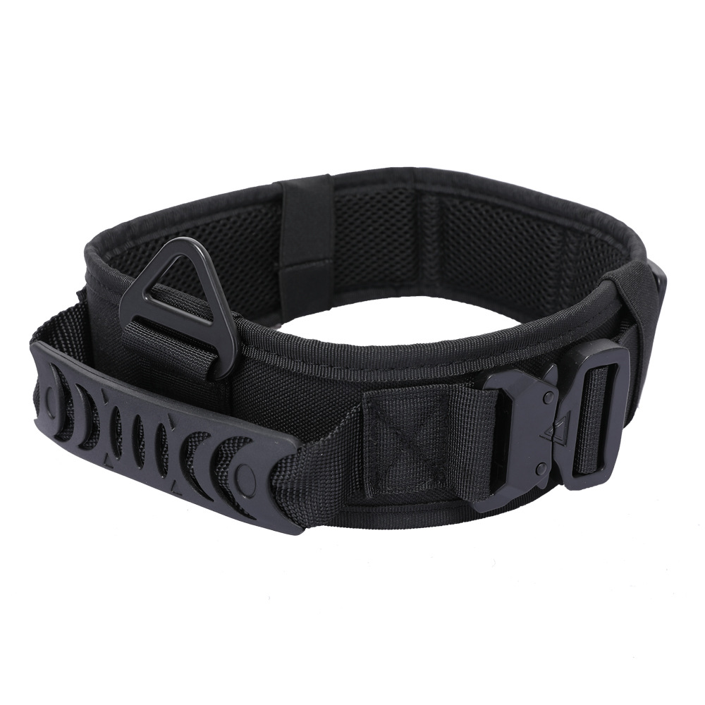 Tactical dog collar with metal buckle and quick-release function