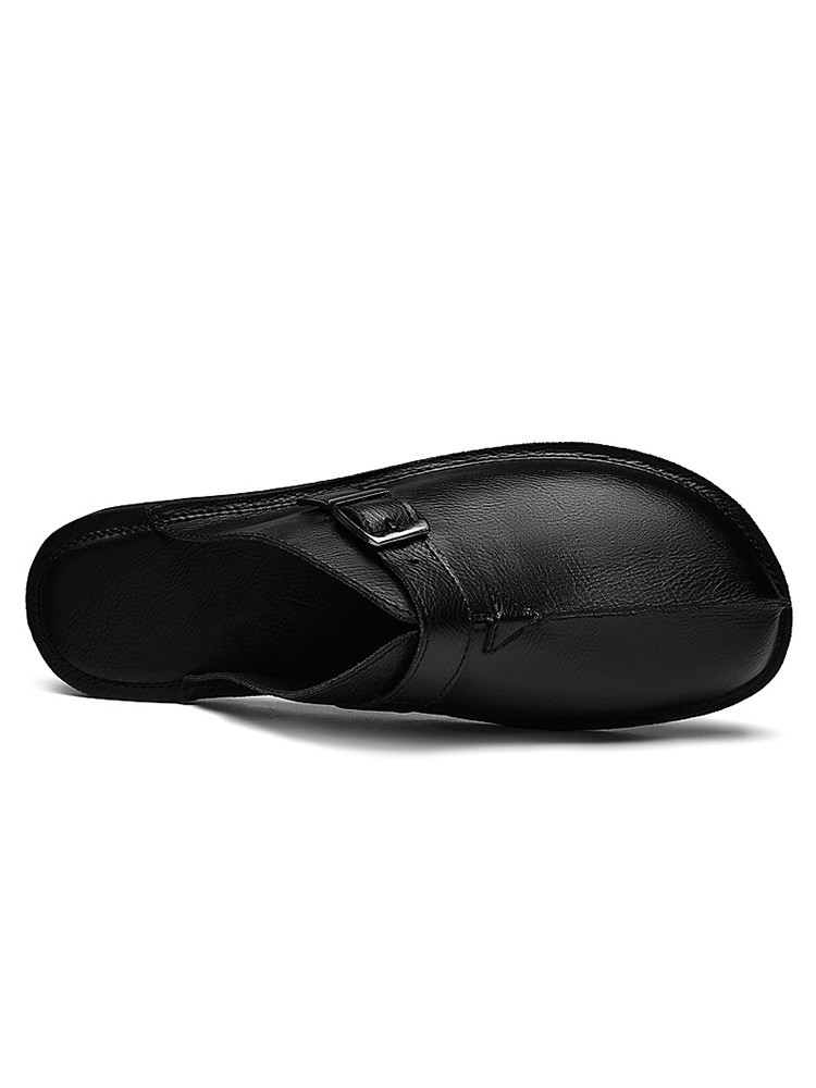 Men's Fashion Belt Buckle Slip-On Closed-Toe Casual Sandals