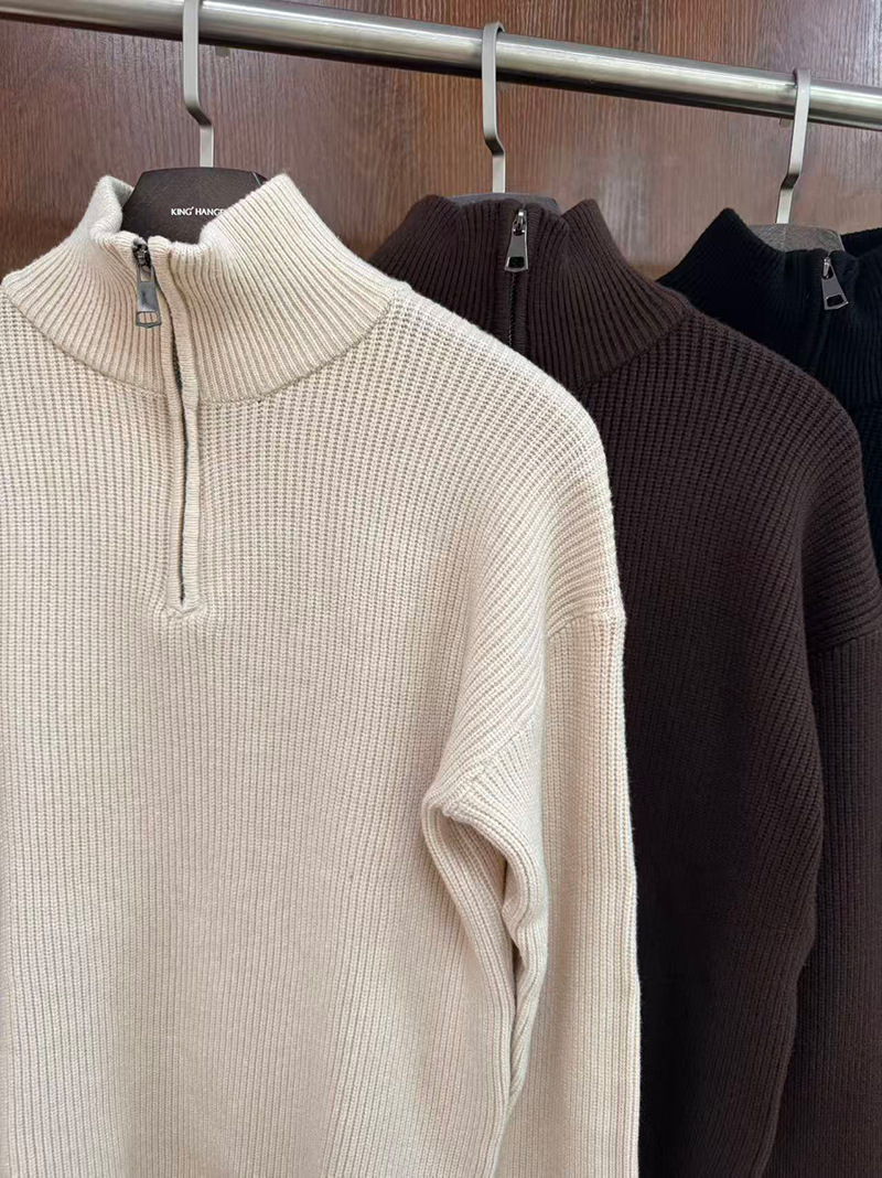 Men's Half-Zip Stand Collar Knit Pullover