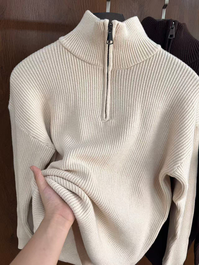 Men's Half-Zip Stand Collar Knit Pullover