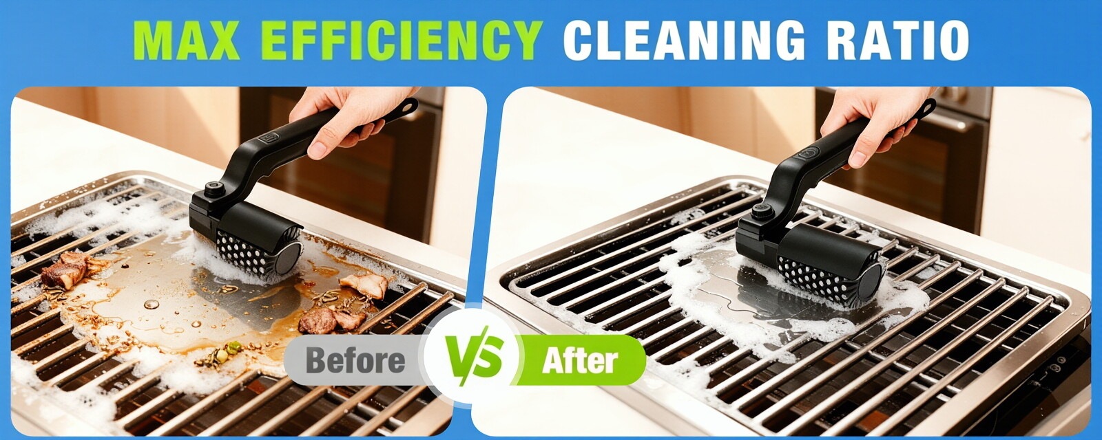 Grill brush cleaning grill