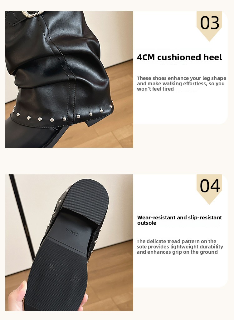 Women's solid-color pleated ankle boots