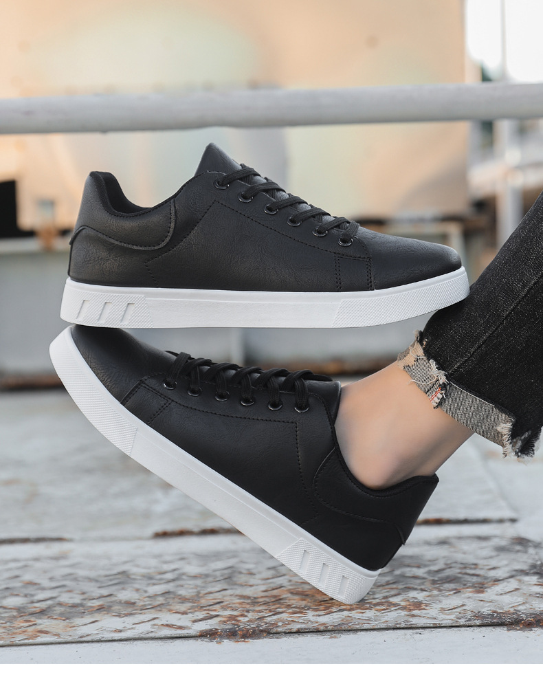Men's Casual Sneakers PU Leather Lace-Up Flat Shoes