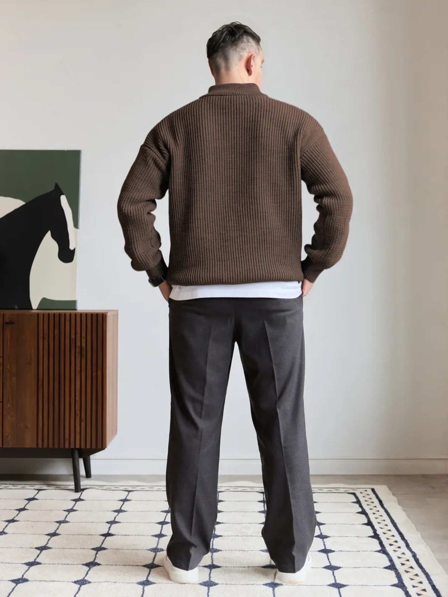 Men's Half-Zip Stand Collar Knit Pullover