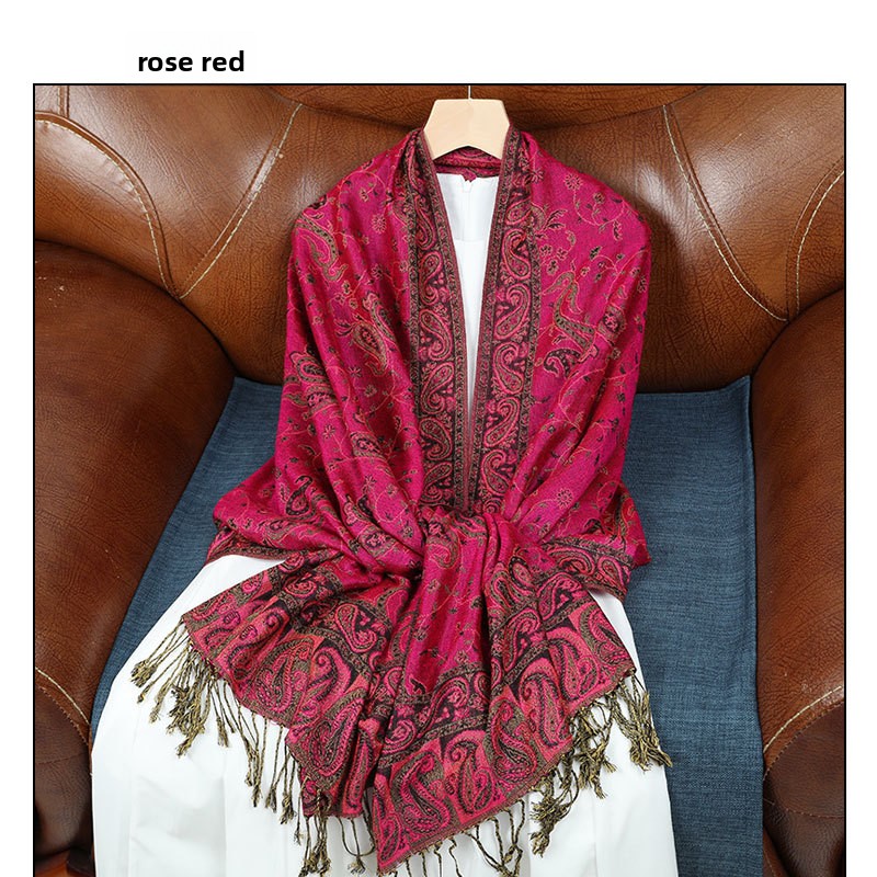 Women's Jacquard Imitation Cashmere Shawl Wrap Long Scarf